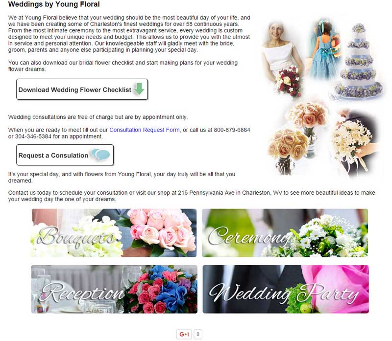 The Standard Florist Wedding Gallery is a great option for florists who don't yet have images, or who just want a turn-key solution for wedding business lead generation.